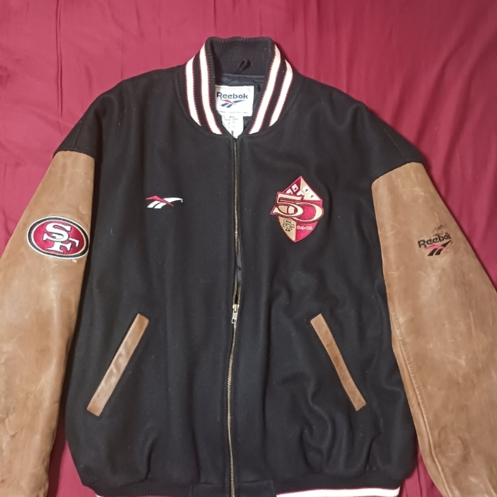 49ers 50th Anniversery Leather & wool Jacket Rare XL